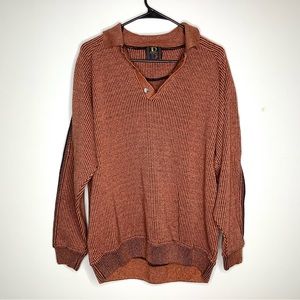< Vintage BAFFO Orange Striped Sweater >